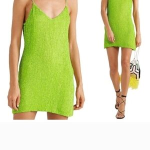 Retrofete Lime Sequin Mini Dress